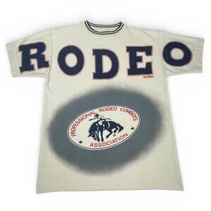 VTG 1994 PRCA Rodeo T-Shirt Adult Large - All Over Print - Cal Cru Made in USA